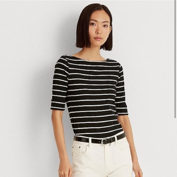 Ralph Lauren Navy and White Fitted Top - Picture 1 of 5